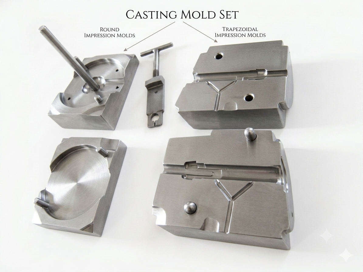 Casting Mould Set — Round & Trapezoidal Impression Moulds